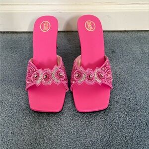 Pink Beaded Women's Sandals